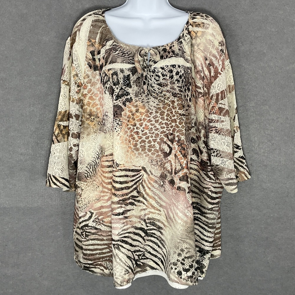 Liz &‎ Me Top Womens 4X Animal Print Tunic Collectors Series Lightweight